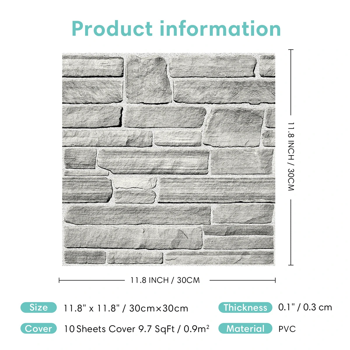 Dublin Grey – 3D Stone look Peel & Stick Tiles