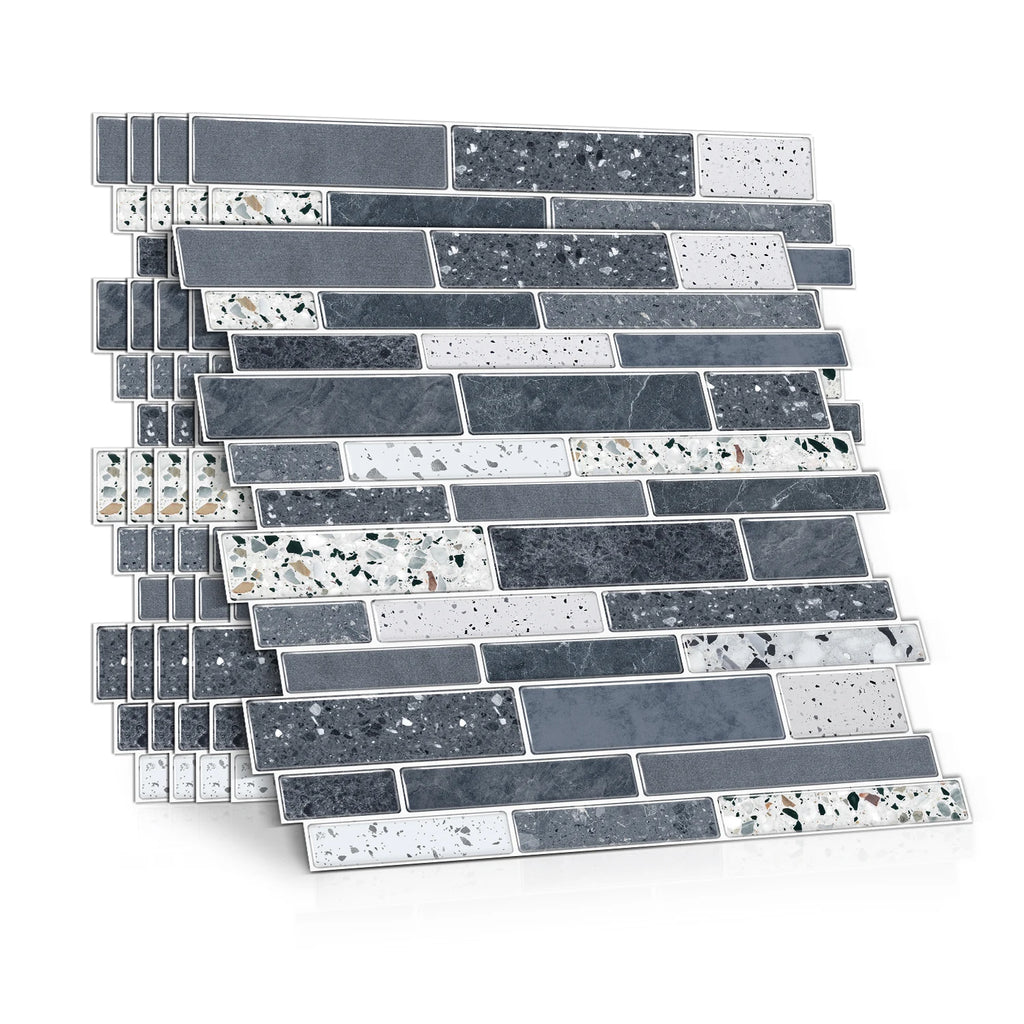 Blue diamond and white Marble Mosaic Backsplash Peel and Stick