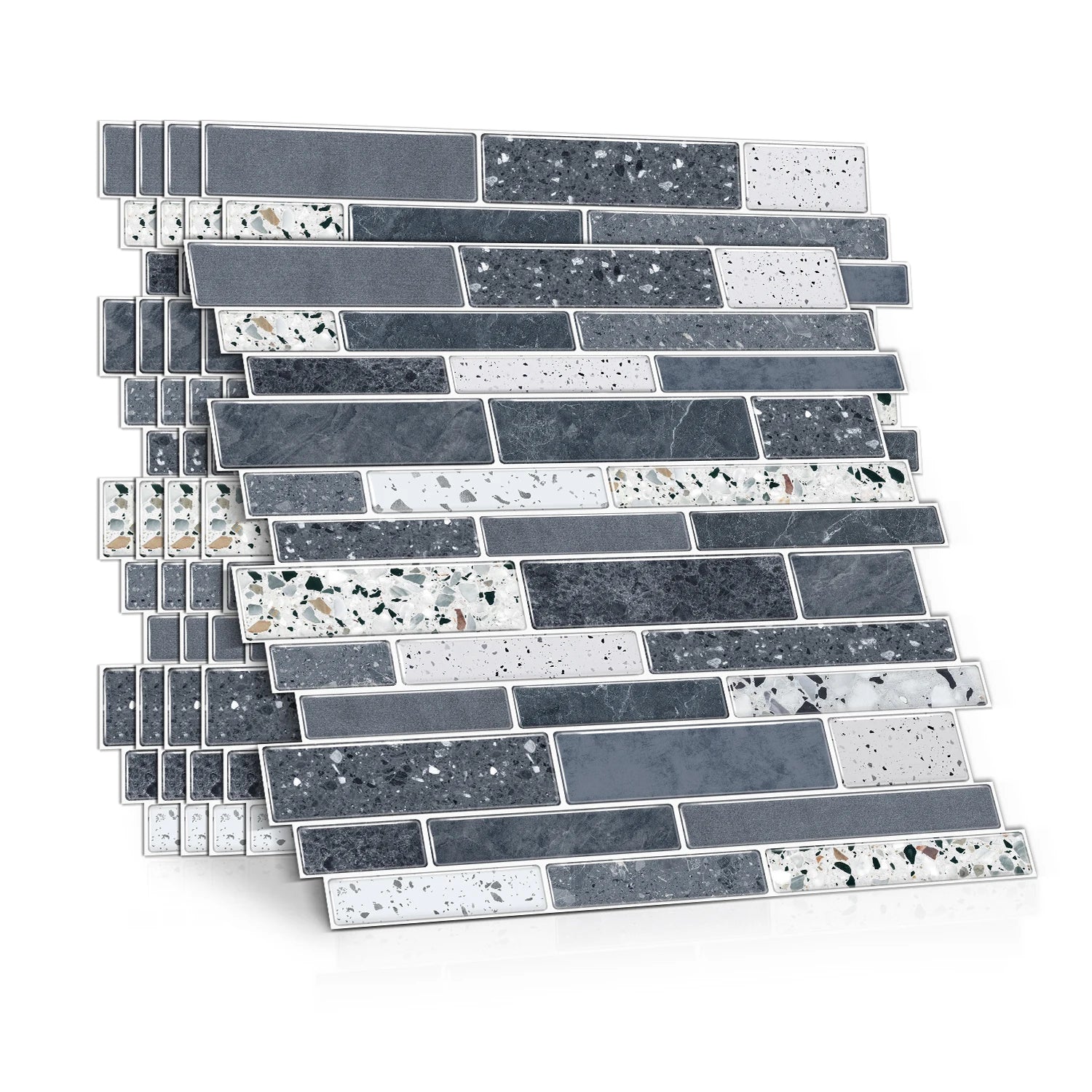 Blue diamond and white Marble Mosaic Backsplash Peel and Stick