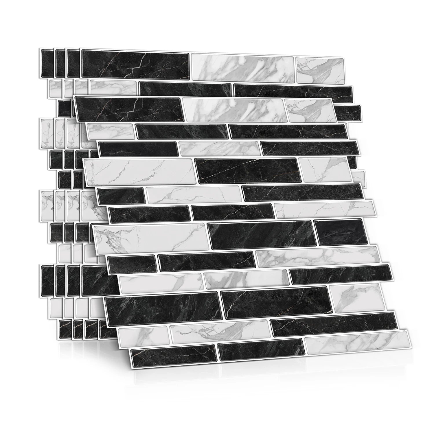 Black and white Marble Mosaic Backsplash Peel and Stick